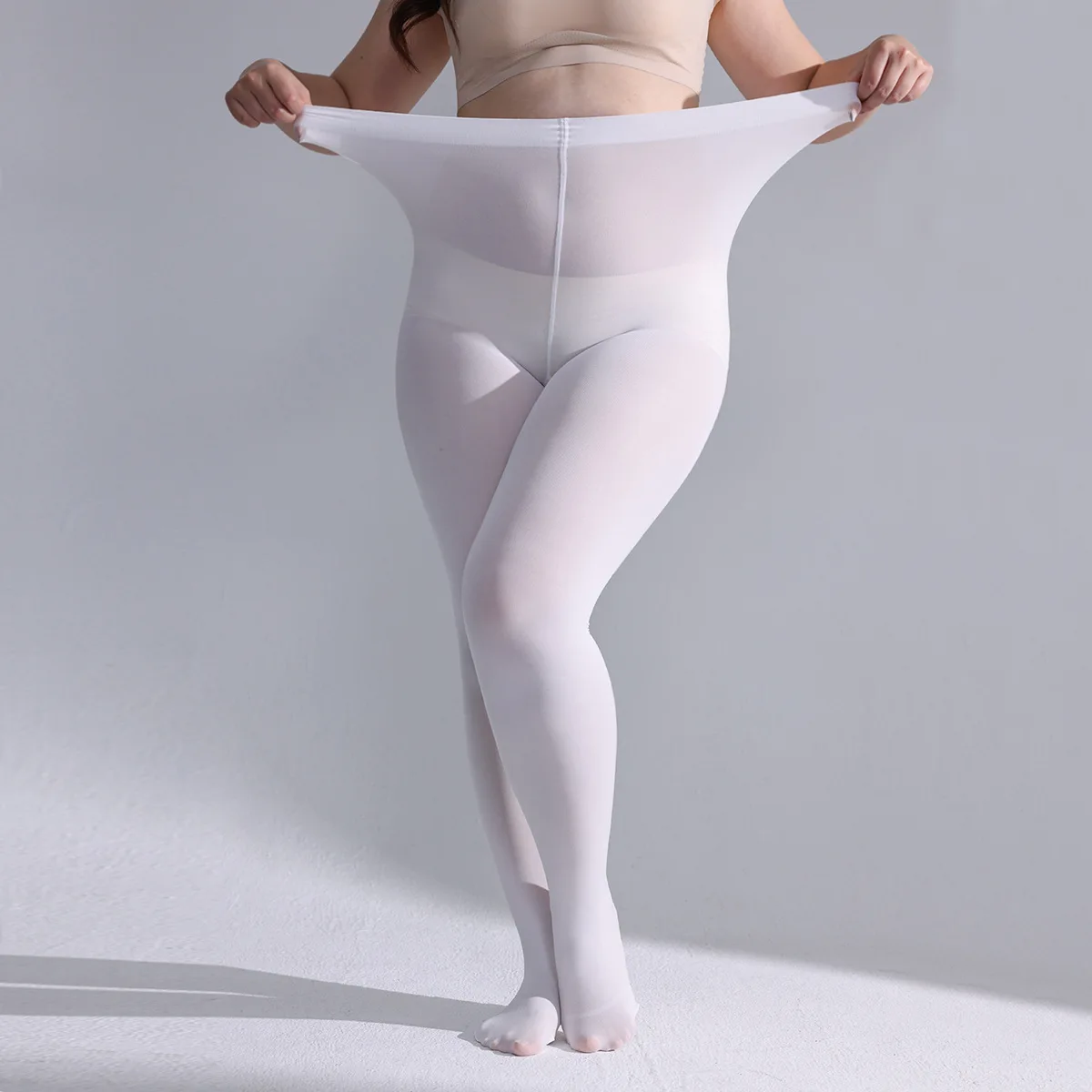 45-75k Plus Size Damen Rosa Strumpfhosen Bauchreparatur Hohe Taille Damen Strumpfhosen Elastische Füße Bodenstrümpfe Rot Fabrik – Detail 9