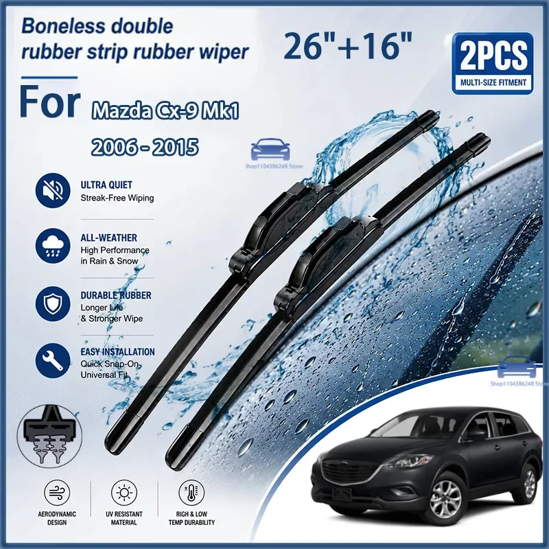 

Durable Clear View Wiper Blades For Mazda CX-9 Mk1 2006-2015 26"+16" Front Window Rain Brushe