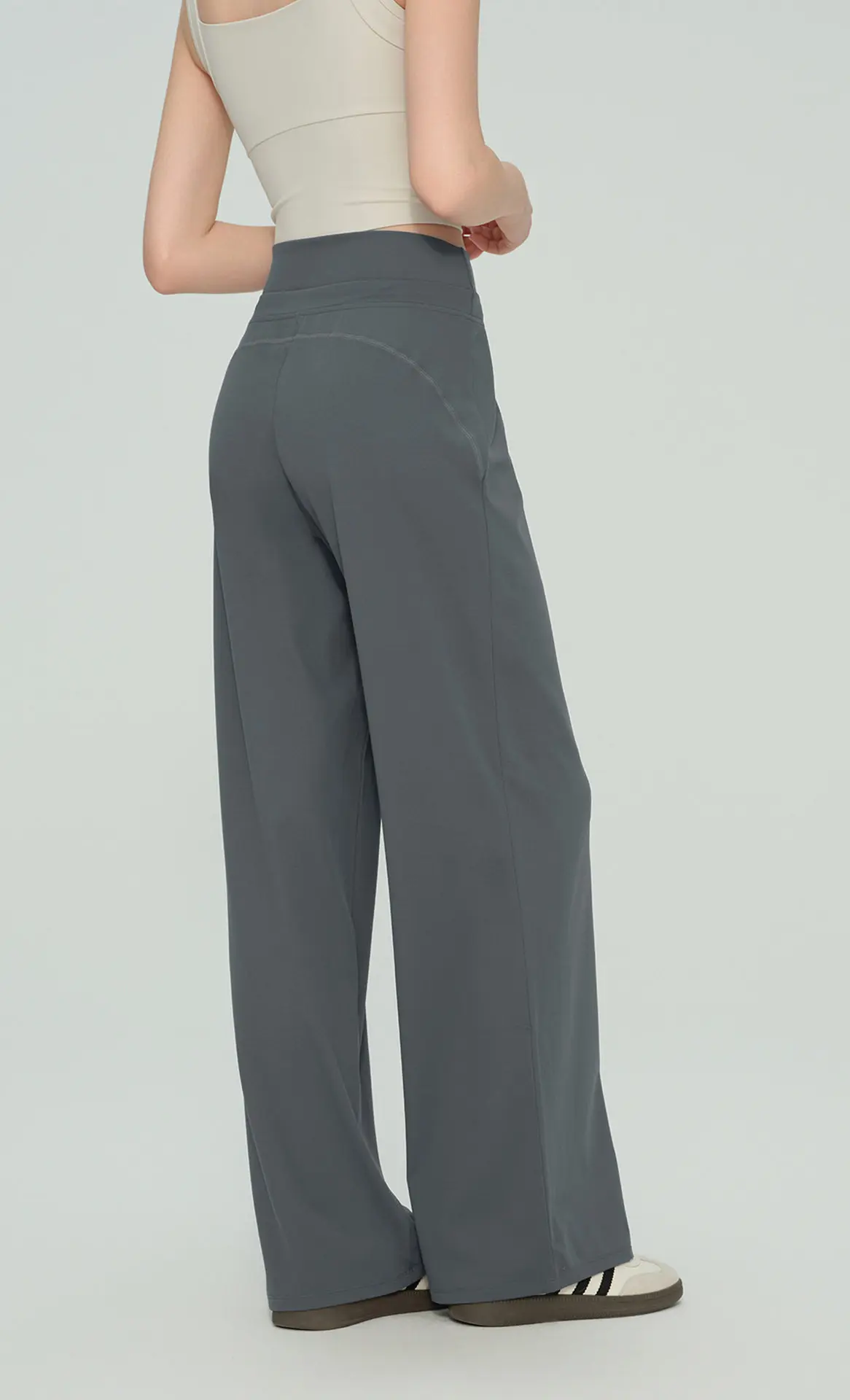 Lockere, gerade geschnittene Yogahose für Damen, hoch geschnittene Leggings, weite Beine, Sport- und Laufhose, Plus-Size, lässige Trainingsleggings für Pilates und Fitness. – Detail 7