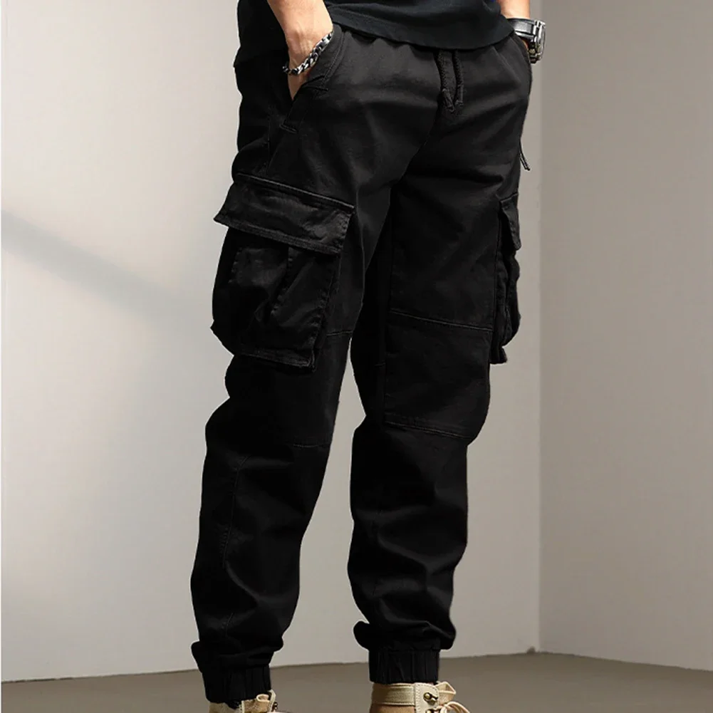 Hot Autumn Hiking Cargo Pants Trousers Durable Loose Overalls Slight Stretch Solid Color With Multiple Pockets