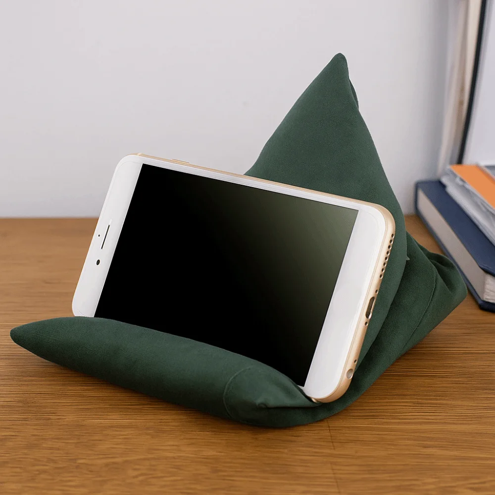 الوسائد المخملية حامل هاتف المحمول متعدد الوظائف الجلد ودية مثلث حامل هاتف وسادة المحمولة لينة النسيج رف الهاتف