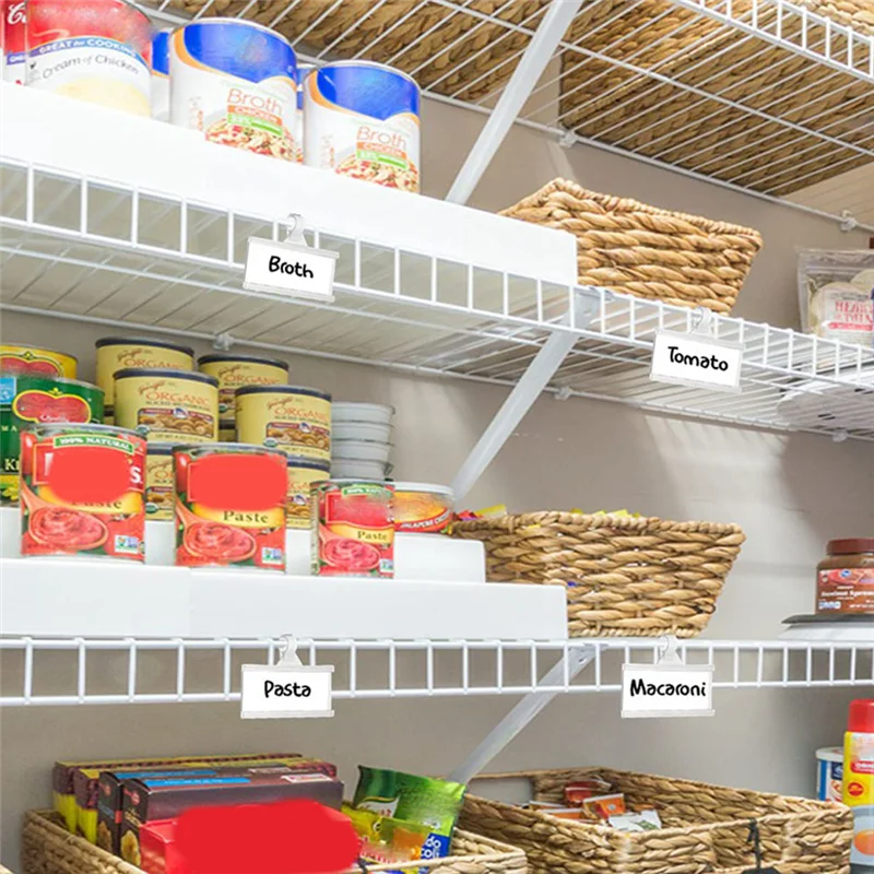 ABKJ-Supermarket Basket Shelf Plastic Hanging Label Hook Price Tag Card Holder With Card Paper Size 76X35mm 50 Sets