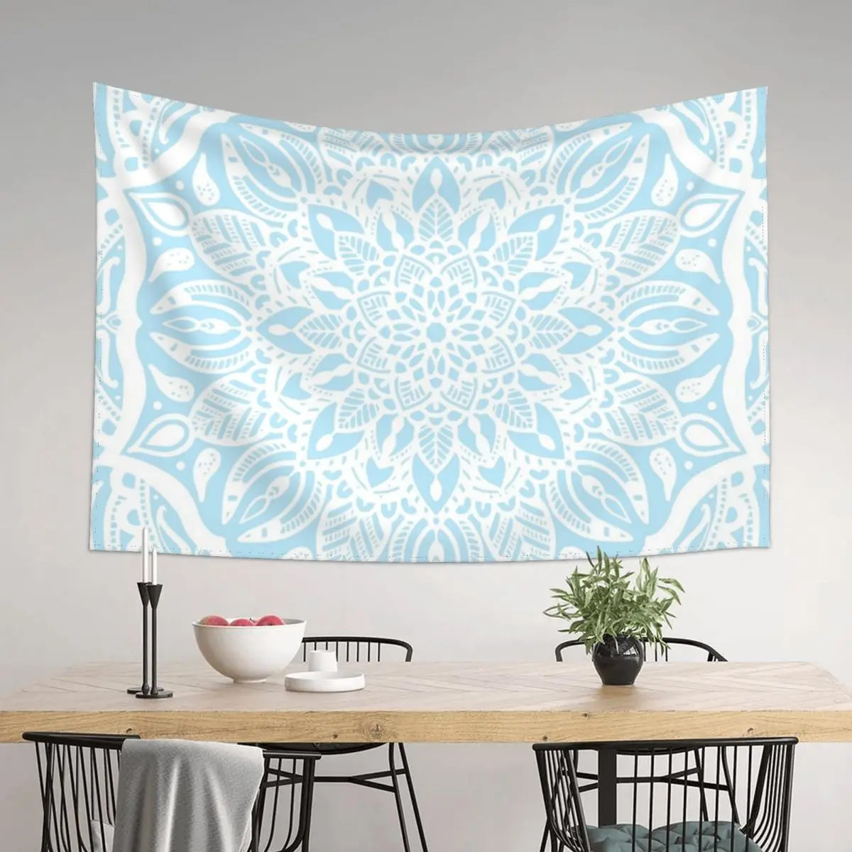 

Pastel Blue and White Mandala Tapestry Room Decor Korean Style Decorative Wall Murals Wall Decoration Items Tapestry