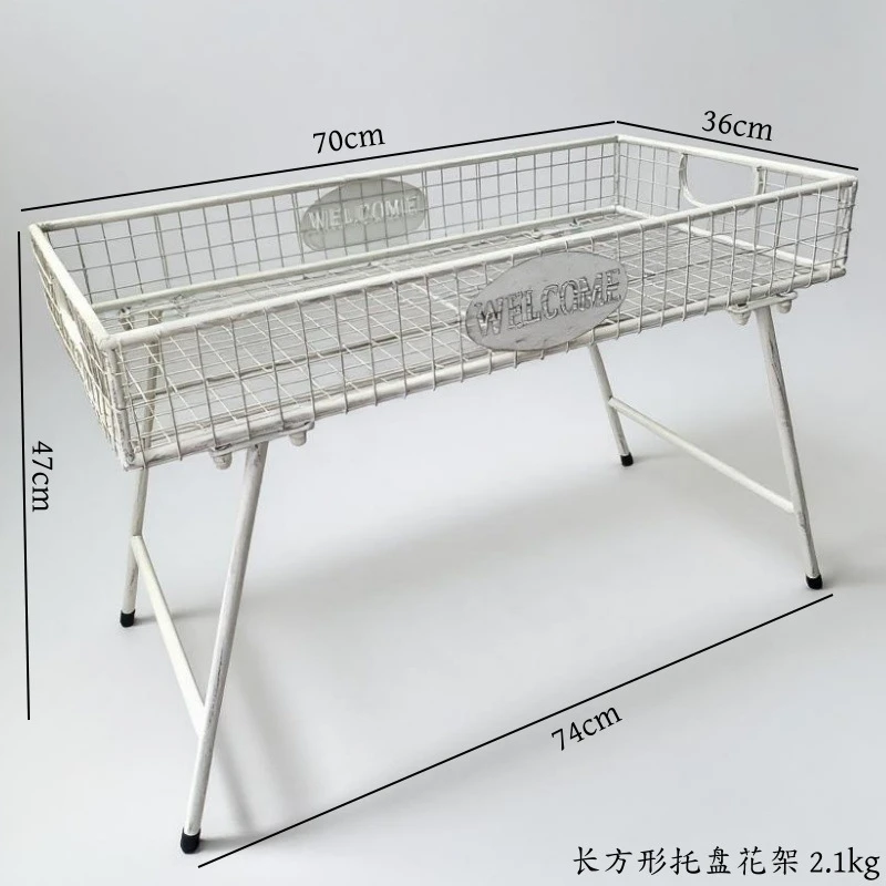 Vintage imitation old iron rectangular tray flower stand outdoor boarding balcony juicy bonsai bracket