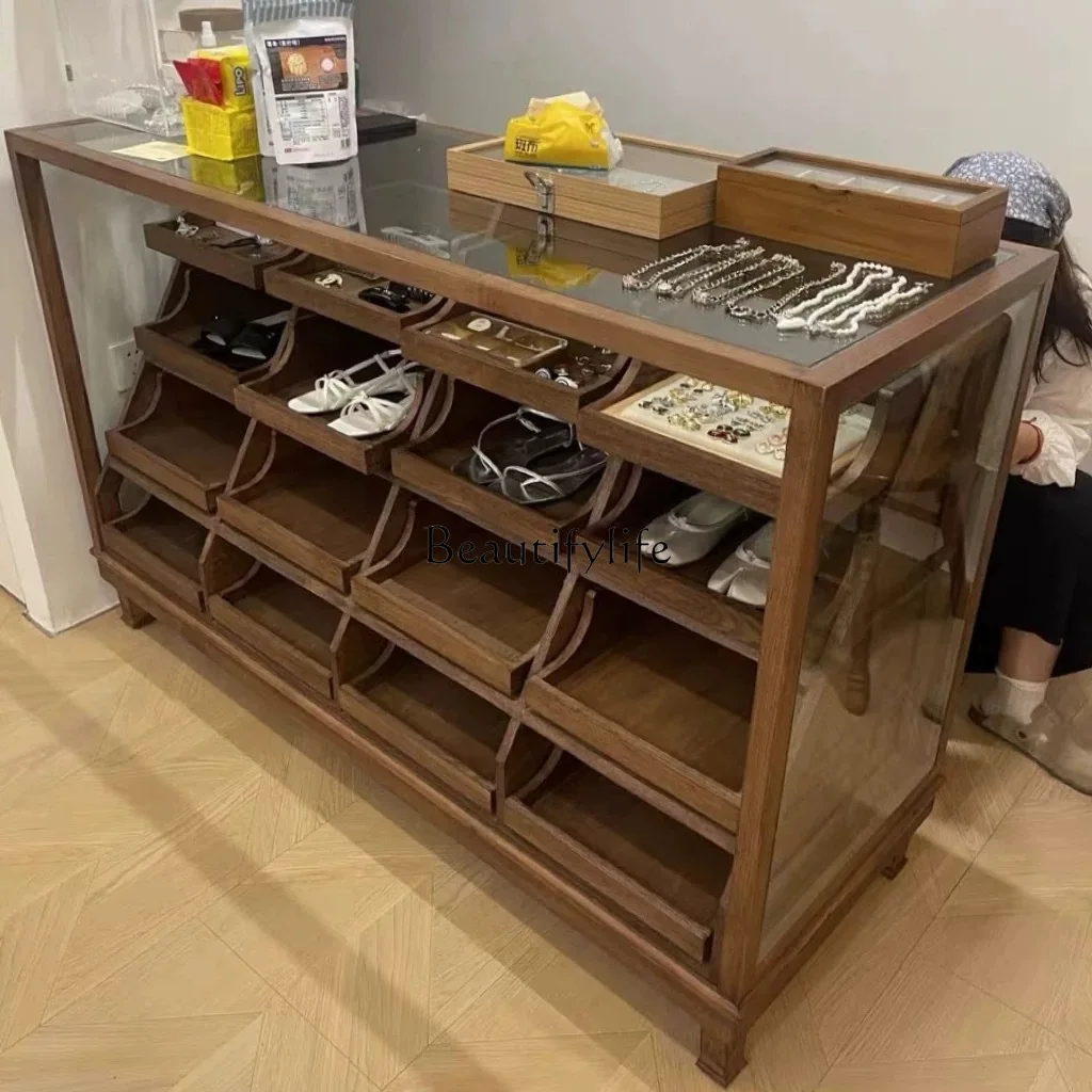 

Clothing Store Island Display Cabinet Flowing Shoe Cabinet Jewelry Display Stand