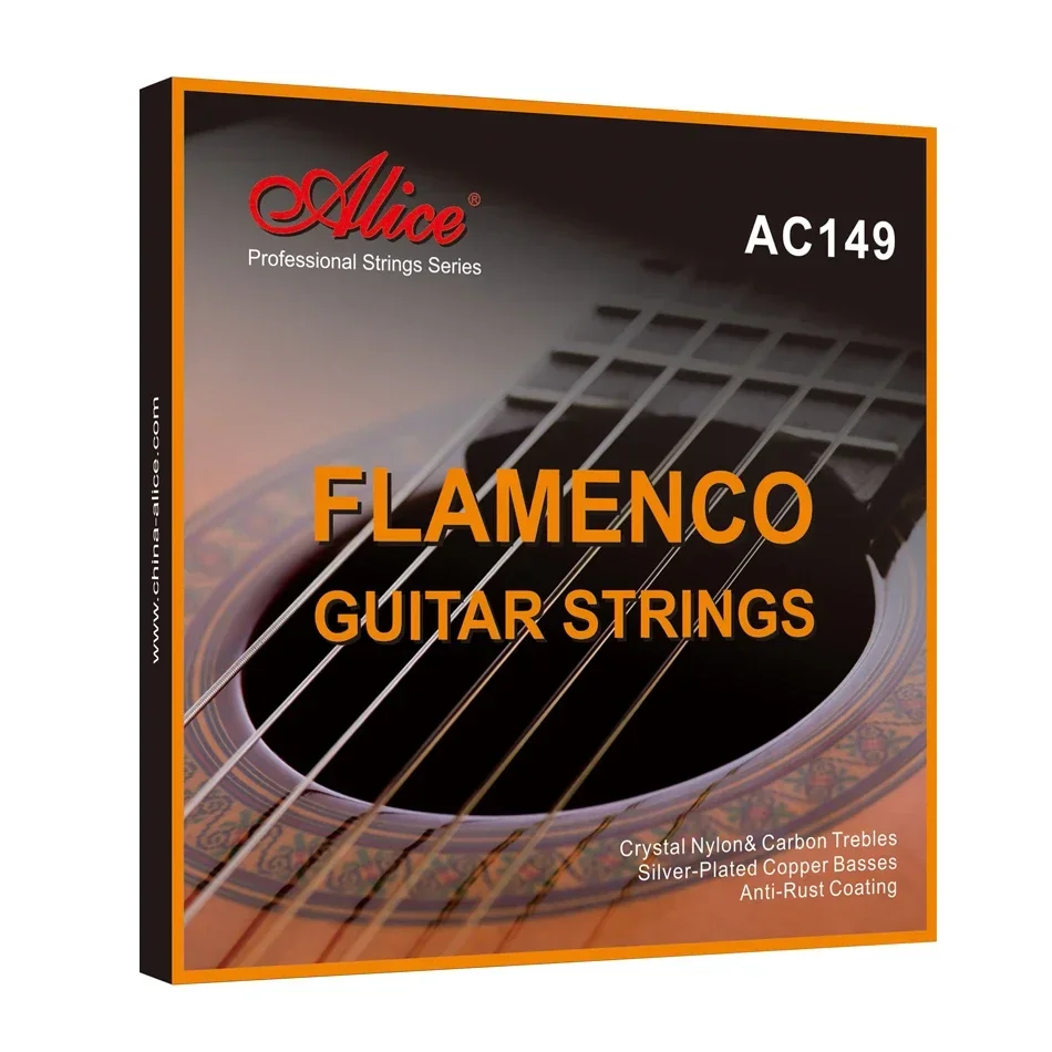 Alice-cordas da guitarra flamenco, cobre enrolamento, nylon e carbono, prateado, revestimento anti-ferrugem, ac149