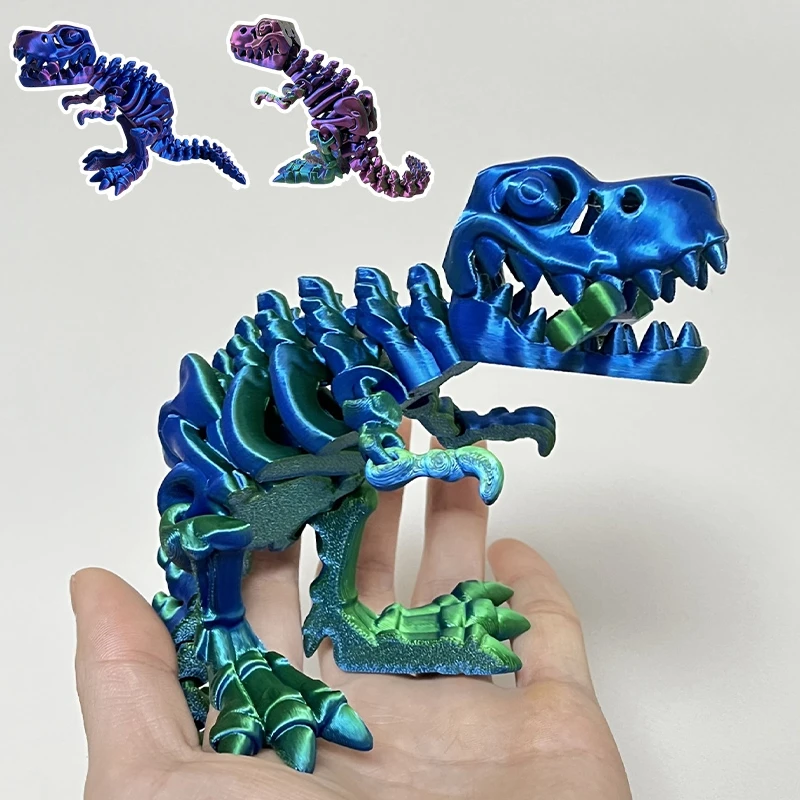 3D Printed Crystal Dragon Tyrannosaurus Rotatable Articulated Dragon Dinosaur Desktop Craft Ornament Kids Gift Toys Home Decor