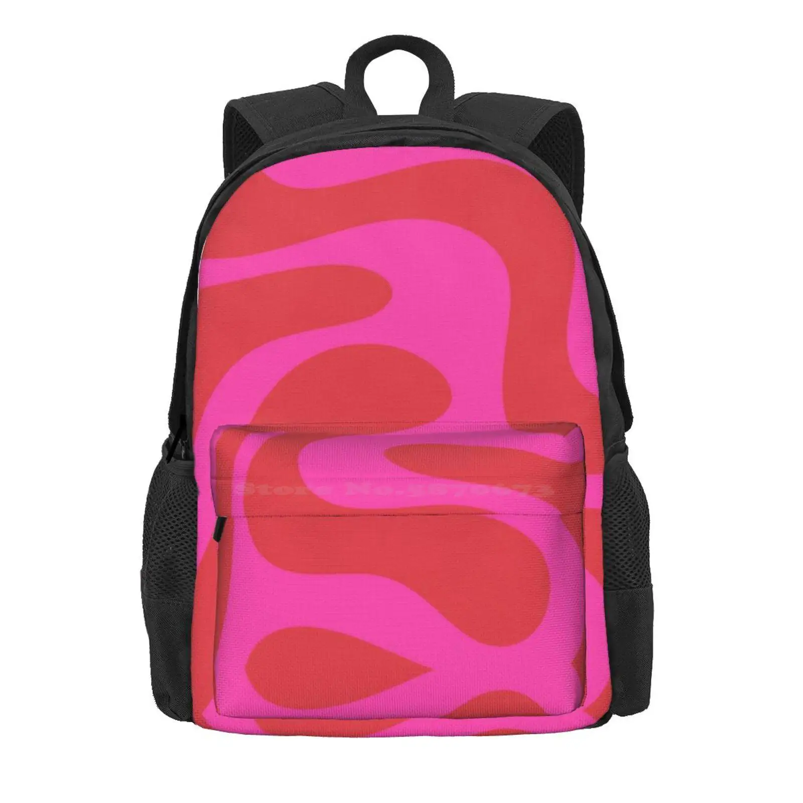 Swirly Bright Magenta Pink Fuchsia Red Retro Modern Abstract Hot Sale Schoolbag Backpack Fashion Bags Abstract Pattern Retro