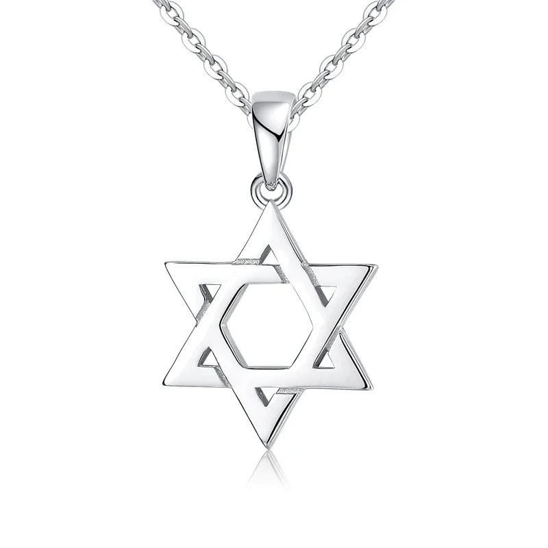 TONGZHE 925 Sterling Silver Pendants&Necklaces Gold Color Jewish Magen Star of David  Men/Women Israel Judaica Jewelry Hanukkah