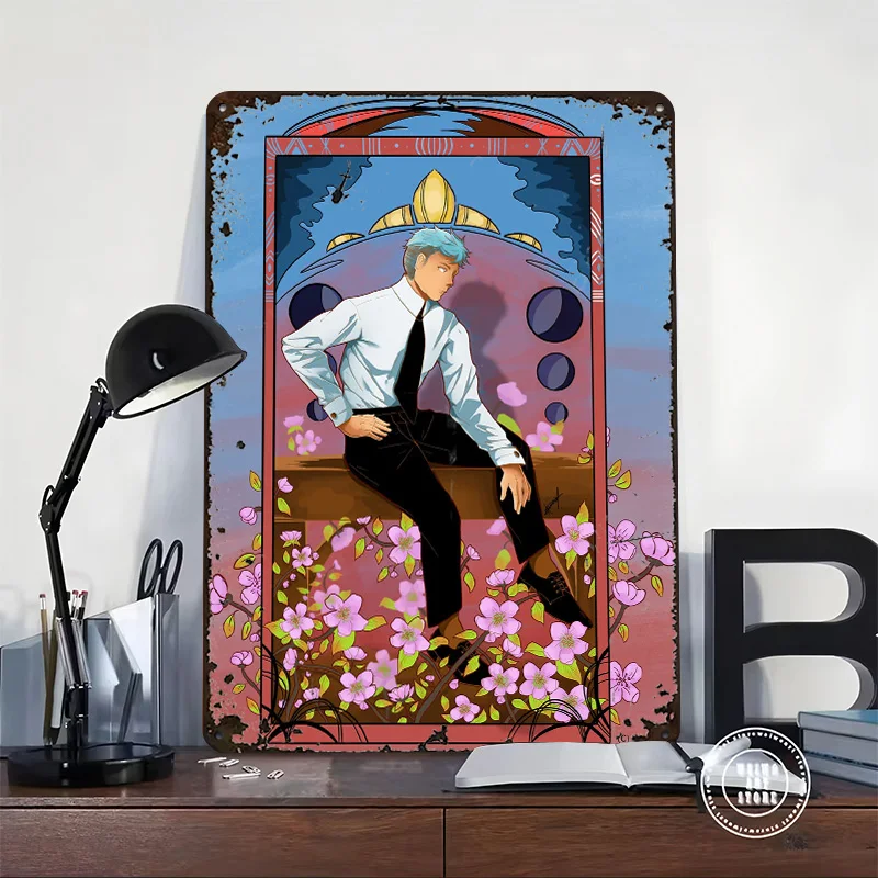 Tarot Card the Gentleman Personalized 3D Textured Metal Poster Wall Art Tinplate Sign for Home Decorations Living Room House