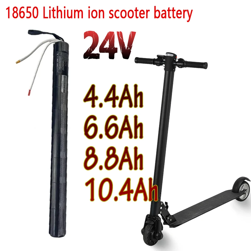 

100% New 24V 4.4/6.6/8.8/10.4Ah 18650 Lithium Battery Pack With BMS For Carbon Fiber Scooter