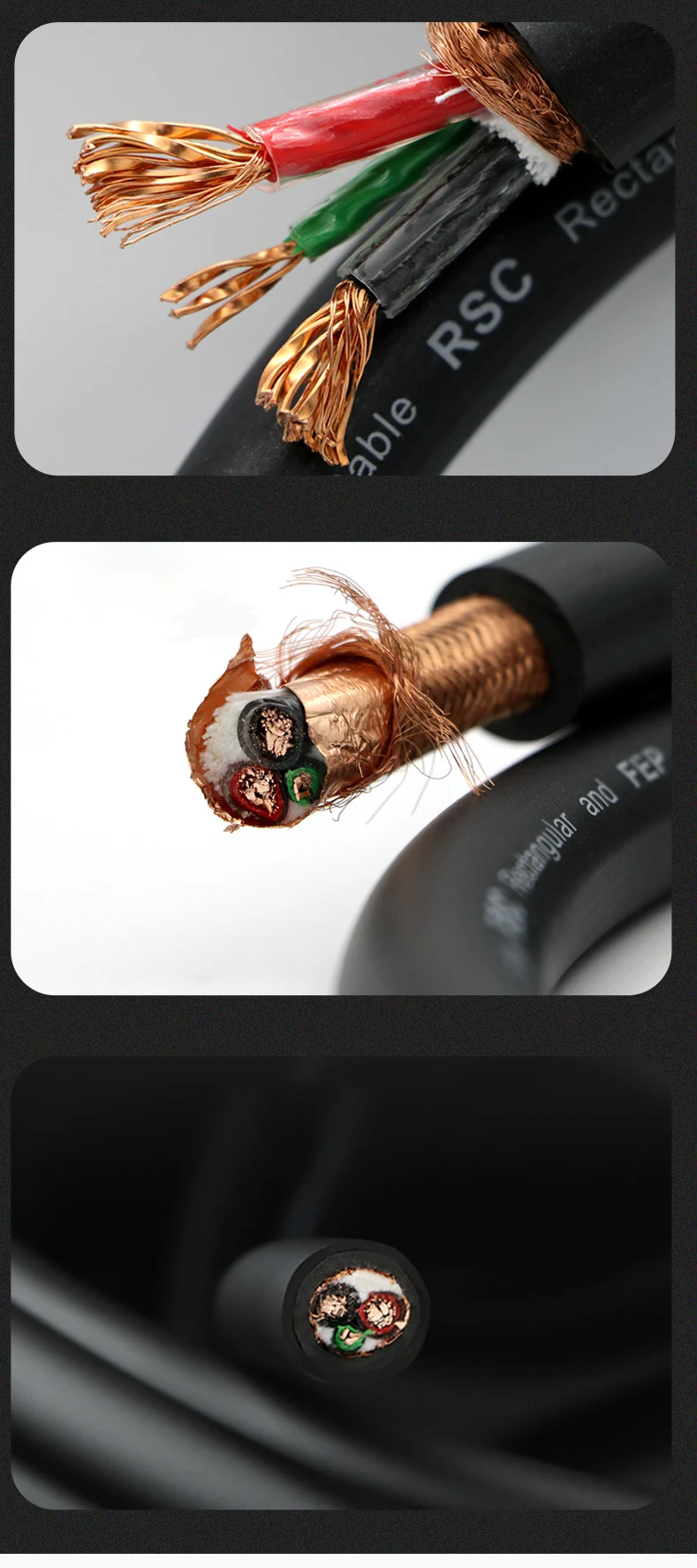 High-End-Wechselstrom leitung xssh Hifi Audio Grade Ø 17mm 5n ofc Rein kupfer geflecht folie doppelt abgeschirmtes Stromkabel – Detail 12