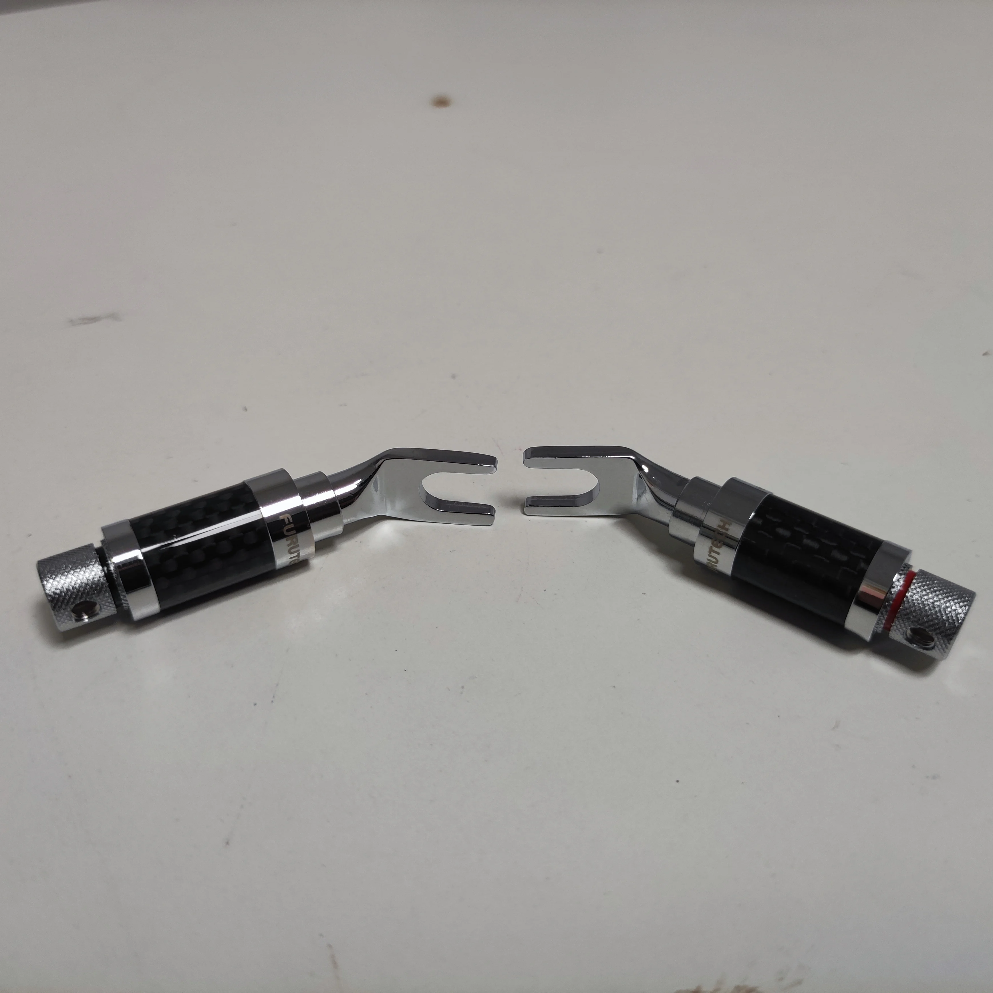 HI-END Furutech CF-201(R) Pure Copper Carbon Fiber Rhodium Plated Y Banana Plug Speaker Amplifier Speaker With Lock Plug U-plug