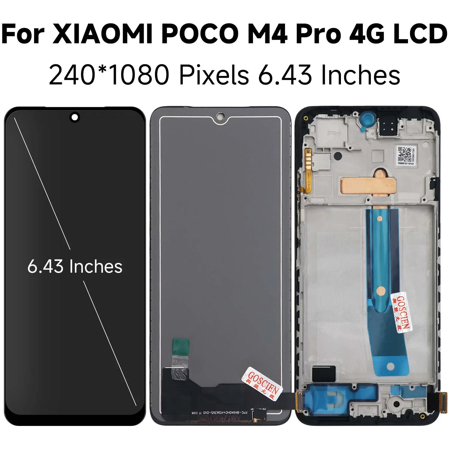 6,43 "ЖК-дисплей для Xiaomi Poco M4 Pro 4G, ЖК-дисплей, сенсорный экран, дигитайзер в сборе, замена для Poco M4Pro 4G LCD