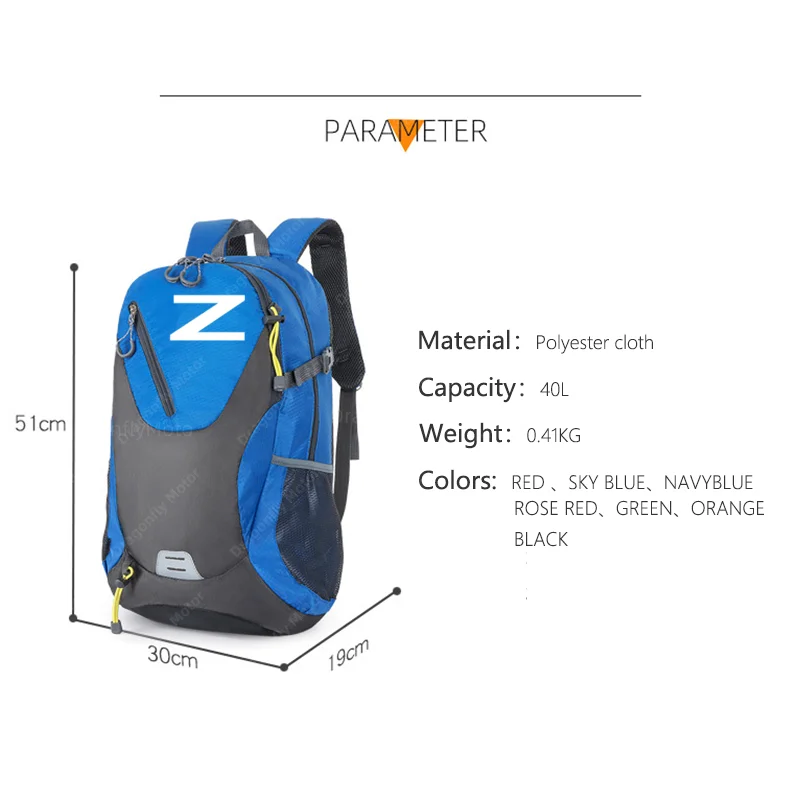 Mochila impermeable de gran capacidad para hombre y mujer, mochila Ideal para viajes, senderismo, ciclismo, Kawasaki Z650, Z750, Z800, Z900, Z1000,