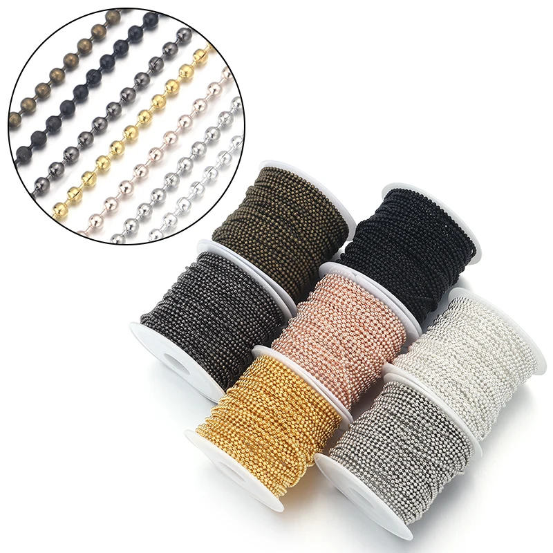 10yards/roll 1.5/2/2.4mm Metal Iron Ball Beads Chains Link Chains For DIY Jewelry Making Necklace Bracelet Accessories Wholesale view 3