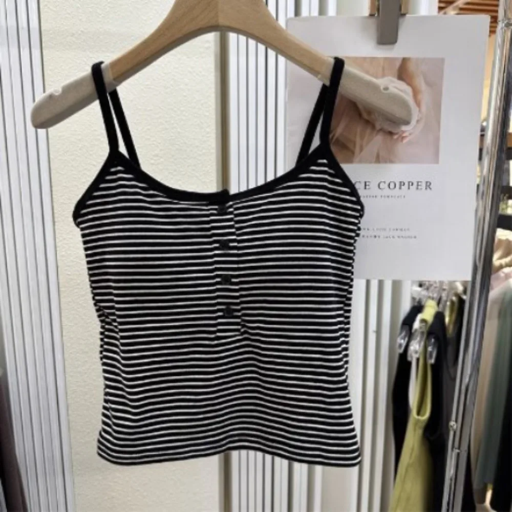 Trendy Round Collar Summer Vest Fixed Cup Pure Cotton Vest for Women's Bra Integrated Underwear