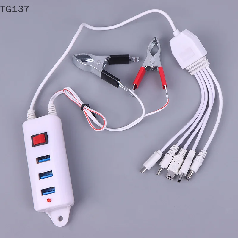 1Set Universal 3USB Clip With Switch Charger USB Interface Battery Mobile Phone Charger