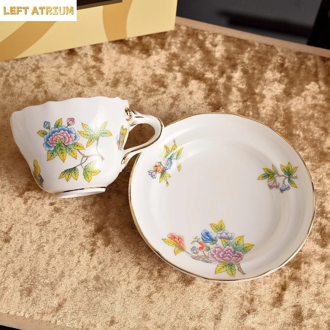 Afternoon Tea Coffee Cup And Saucer Hard Porcelain Indian Flower Gold Trim Tea Set Gift For Housewarming Birthday Present