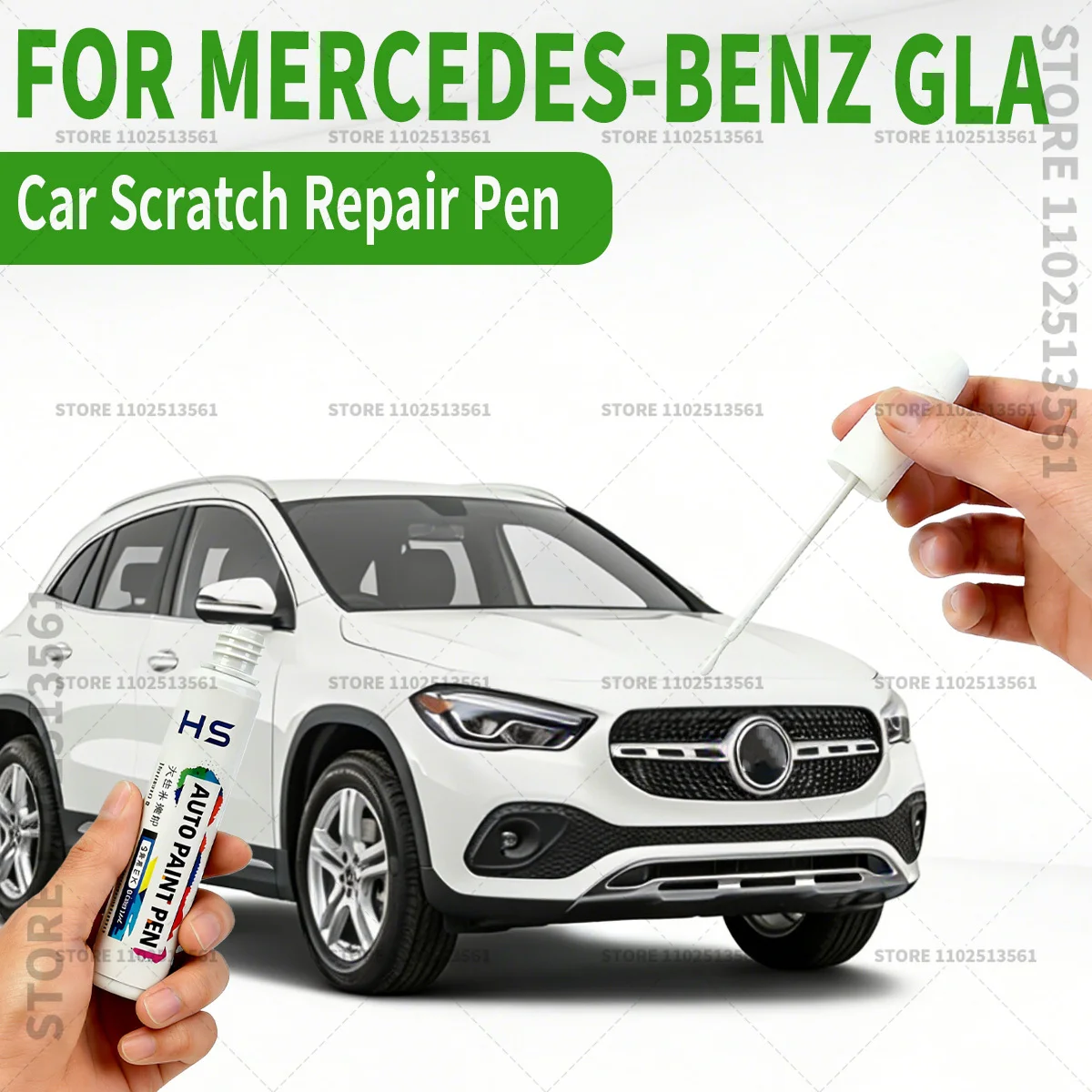 

Ручка-корректор для удаления царапин и ремонта краски Mercedes-Benz GLA: синий сапфир, полярный белый, розовое золото, синий морская ночь, белый песок, серебристый.