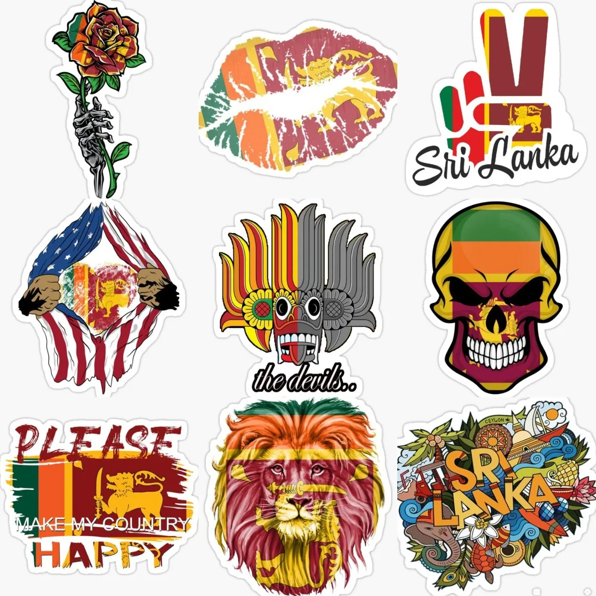 

Sri Lanka Flag Emblem Monkey Skull Stickers Vinyl Car Window Laptop Motorcycle Truck Helmet Racing Wall Camper Off-road Decal