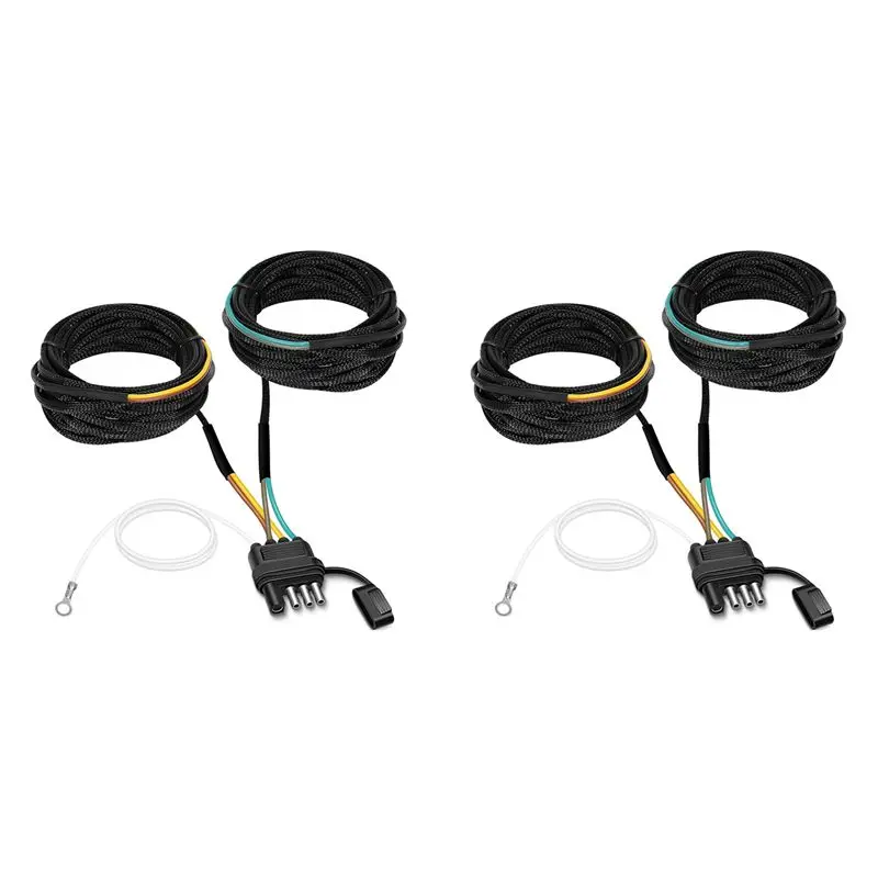 2Pcs 22FT 4 Pin 5 Wire Trailer Wiring Harness,Trailer Light Kit 5 Wire 4 Pin Harness Trailer Connector Wire Plug
