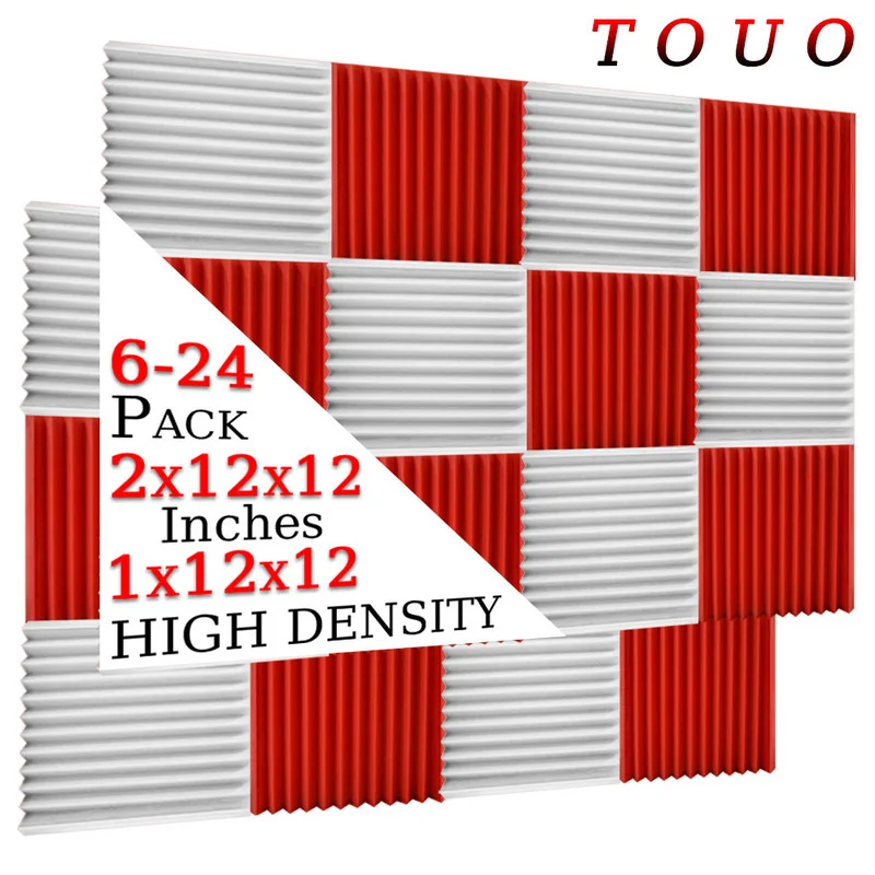 

TOUO 6-24 Pack Studio Acoustic Foam Flame Retardant Foam Panls Sound-Absorbing Wall Bedroom Design Insulation Door