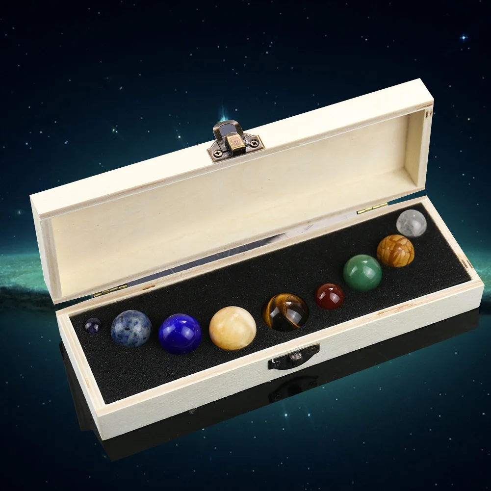 Natural Stone Solar System Set Mineral Research Collection Nine Planets Astronomy Sphere Specimens Teaching Auxiliary Tools