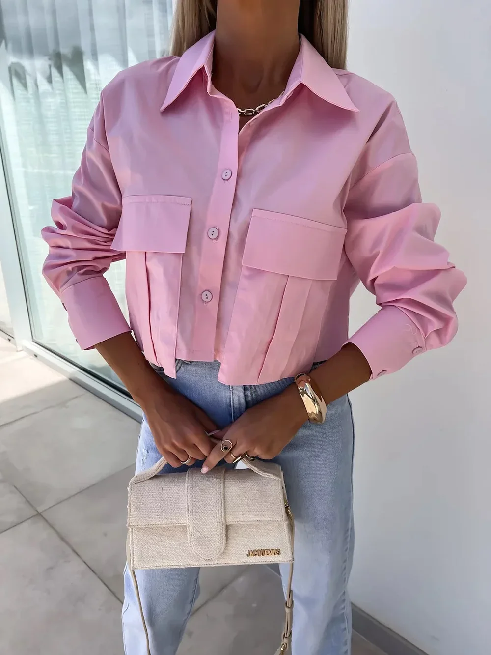 Mandylandy Fashion luźna koszula topy jednokolorowe koszule z długim rękawem i guzikami damskie Casual kieszenie Streetwear koszule jednorzędowe