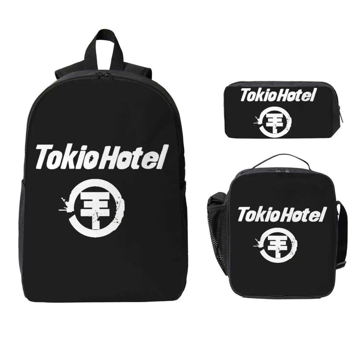 Tokio Hotel Logo Backpack Student BookBag School Bag Laptop Shoulder Bags 3ps Insulated Lunch Bag Pencil Case