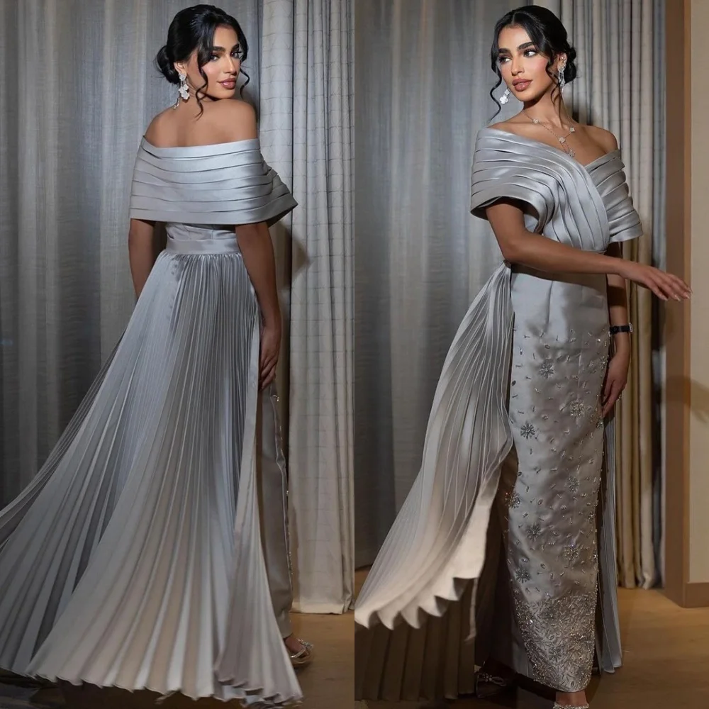 

Customized Temperament Satin Evening Dress High Quality Off the Shoulder Homecoming Dresses Luxury Special Occasion Gowns