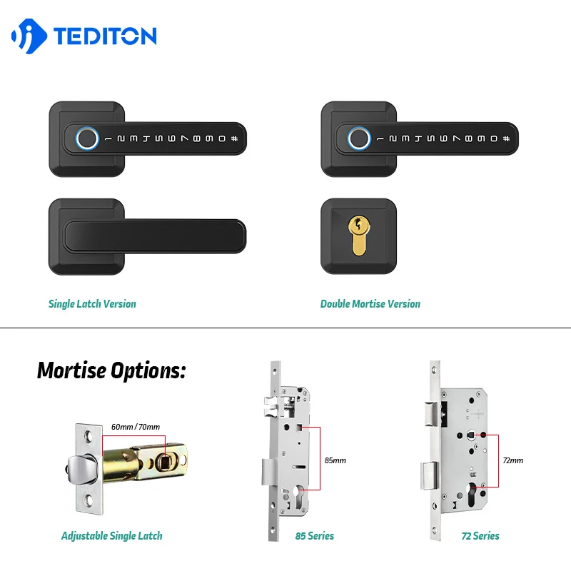 Ship From US Aluminum Alloy Biometric Smart Door Handle Lock Electronic Frontdoor Smart Lock for European Doors