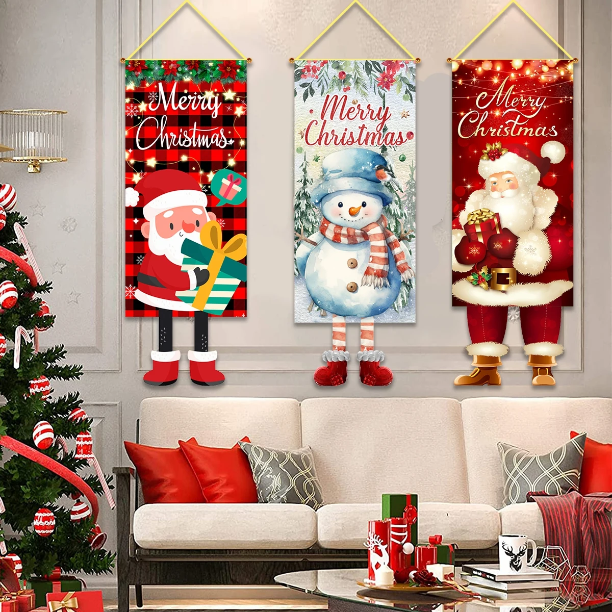 Christmas Hanging Flag Banner Merry Christmas Decor For Home 2024 Xmas Ornament Decor Navidad Kerst Natal Noel NewYear Gift 2025