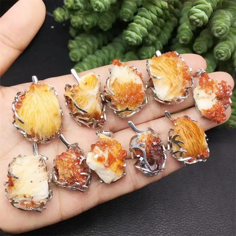 S925 Natural Vanadinite Specimen Bracelet Pendant Reiki Healing Stone Crystal Jewelry Gift DIY Accessories