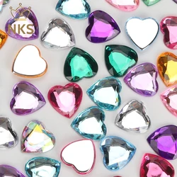 NKS Non Hotfix Heart shaped 10 12 14 16 20mm Colorful Stones Applique Flatback Acrylic Rhinestones For Garment Accessory Dress