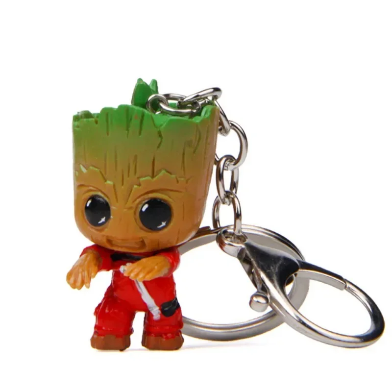 Anime kawaii spiderman dos desenhos animados groot chaveiro figura carro pingente crianças jóias acessórios brinquedos anime chaveiro presente