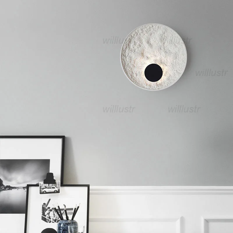 Modern Resin Moon Wall Sconce Metal Lamp Hotel Cafe Bar Porch Study Bedside Creative LED Lighting