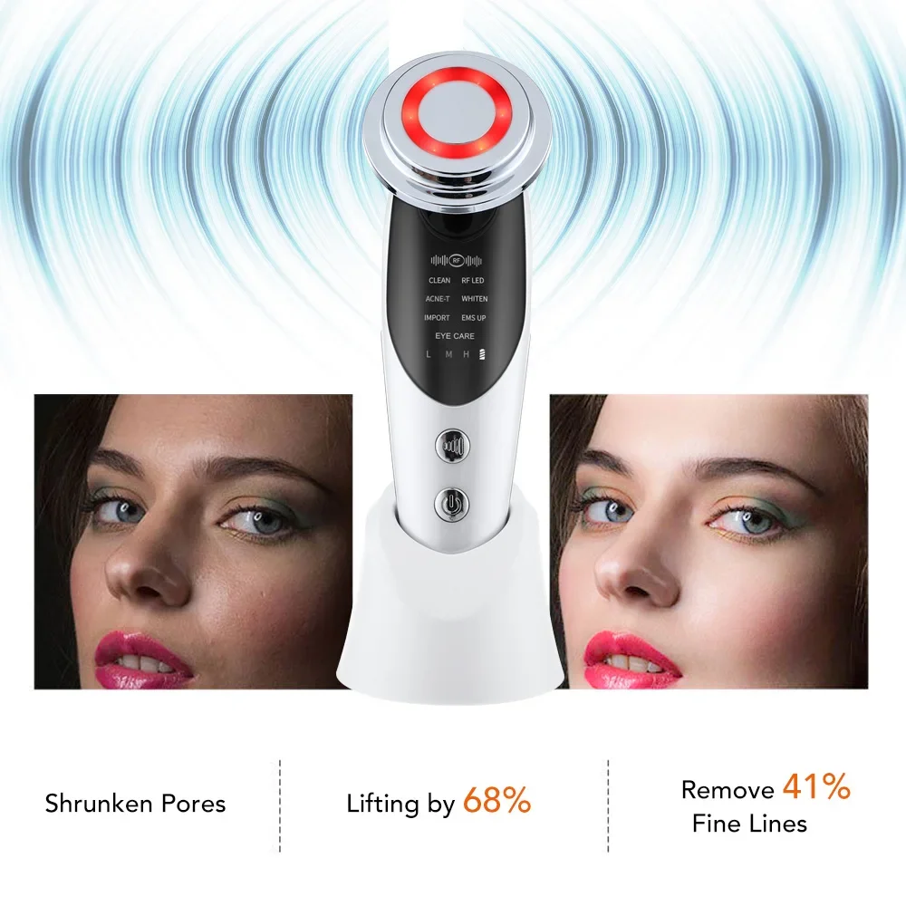 New 1PC 7-in-1 Face Lifting Massager EMS Microcurrent Rejuvenation Light Therapy Anti-aging Anti-wrinkle Beauty Instrument