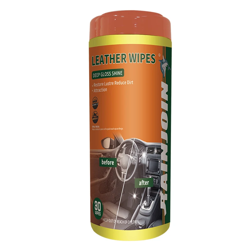 Lederreinigingsdoekjes 30 stuks/doos Lederverzorging Vlekverwijderingsgereedschap Auto-interieurreiniger Verhelderende Coating Film Vochtige Doekjes