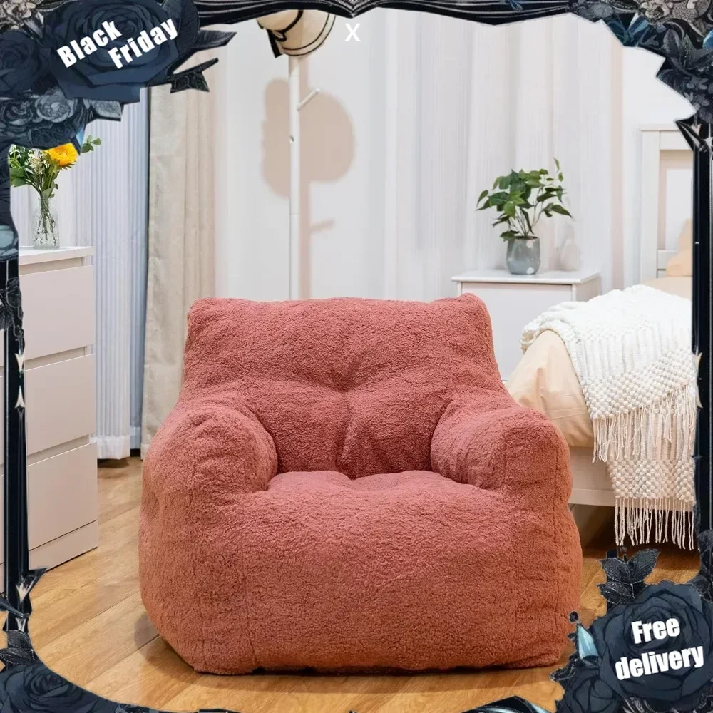 Bean Bag Chairs with Tufted Soft Stuffed with Filler, Fluffy Sherpa and Lazy Sofa, Comfy Cozy BeanBag Chair with Memory