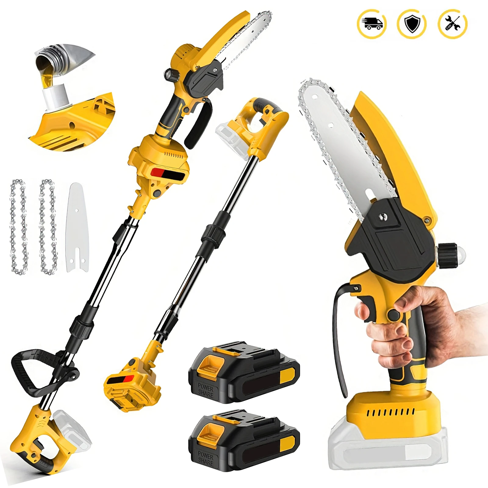 6-Zoll-Akku-Kettensäge, Teleskopstange, elektrische Kettensäge, Hochastsäge, Gartenpflegewerkzeug für Makita 18V Akku