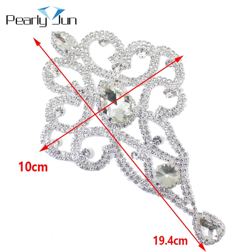 19.4cm*10cm AB Crystal Brooch Patch DIY Decoration for Wedding Dress Skirt Shoes Hats Accessories Rhinestone Applique YHZ002