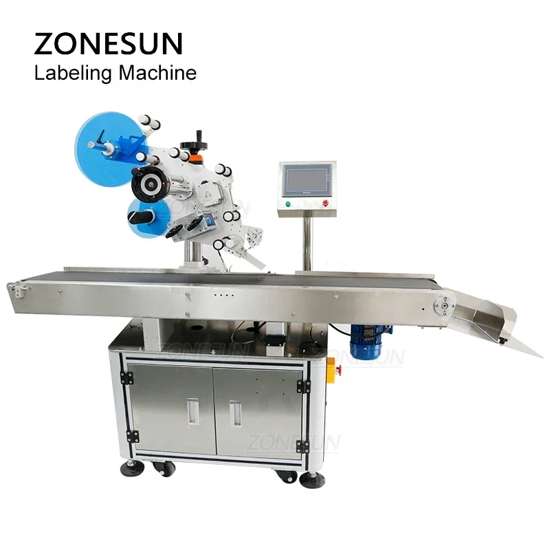 ZONESUN ZS-TB831 Automatic Flat Surface Labeling Machine Sticker Applicator for Plastic Box Lid Fruit Tray Toy
