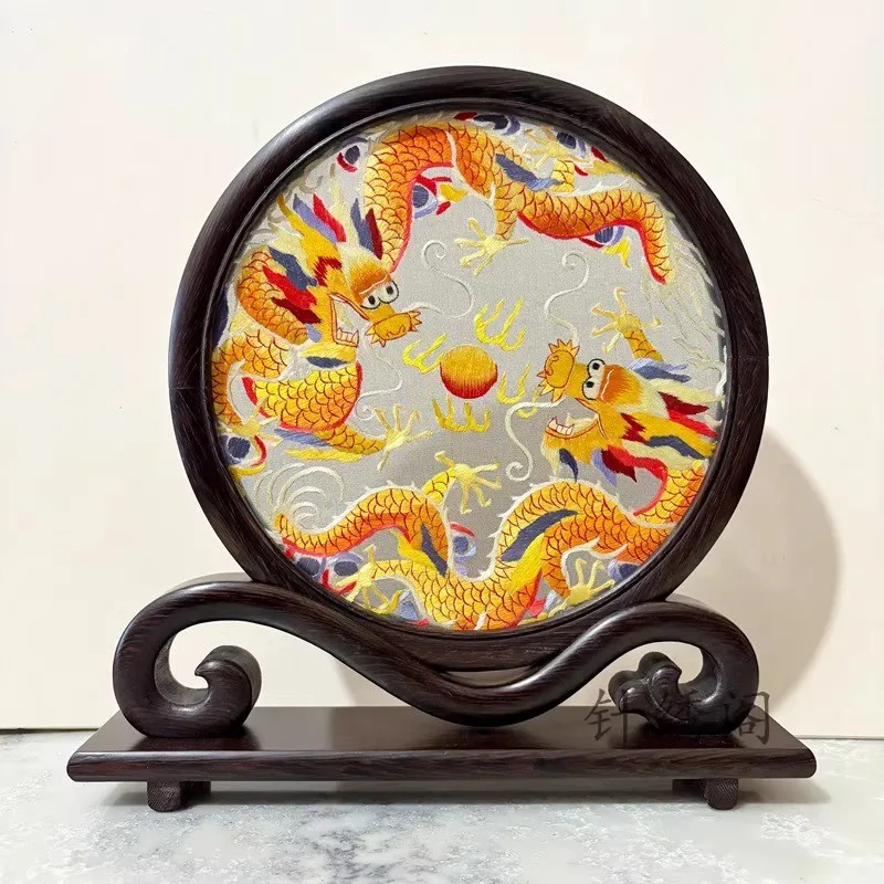 

Готовая рамка Ruyi с ручной вышивкой, маленькие куриные крылышки, деревянная двухсторонняя вышивка, подарочный шкаф, рабочий стол 4,