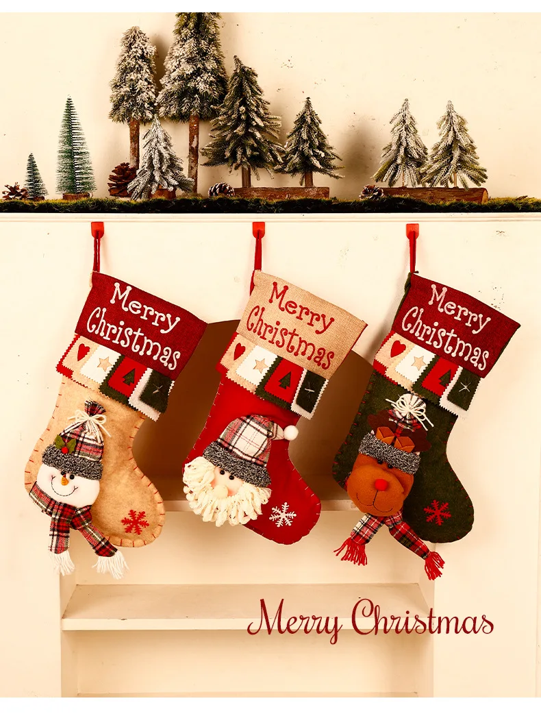 

Cartoon Doll Christmas Socks Gift Bag 3D Decorations Socks Apple Bag Candy Gift Bag Christmas Tree Pendant