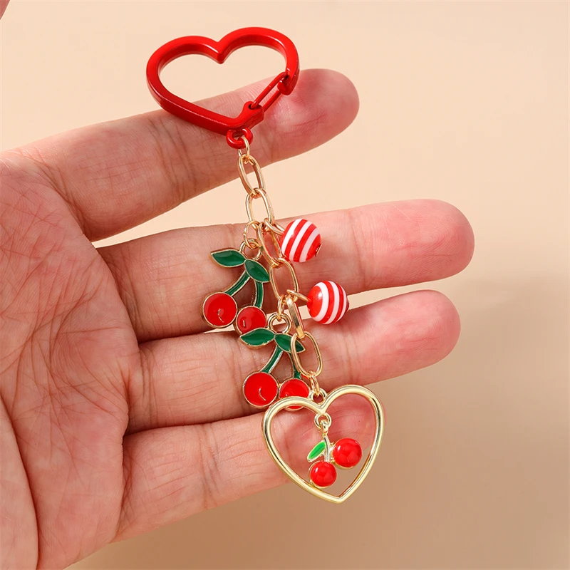 Modische Frucht-Kirsch-Schlüsselanhänger, Emaille-Herzanhänger, Schlüsselringe für Damen und Herren, Autoschlüssel, Handtaschen-Schlüsselanhänger, Accessoires, DIY-Geschenke – Detail 35