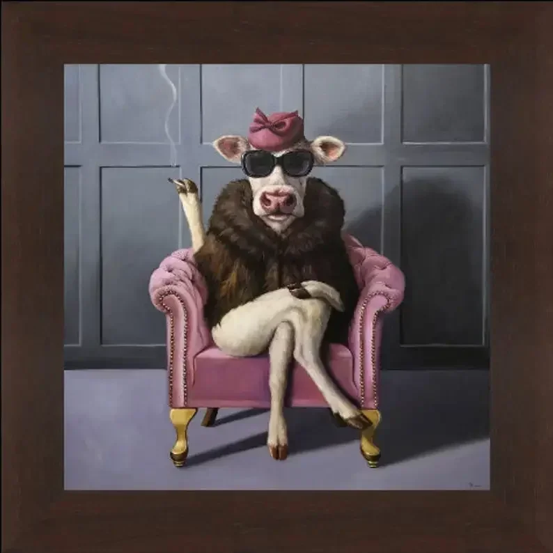 The Udder in Law By Lucia Heffernan Art Print - Animal Cow Wall Decor, Cow Poster, Funny Animal Art, Farm Decor