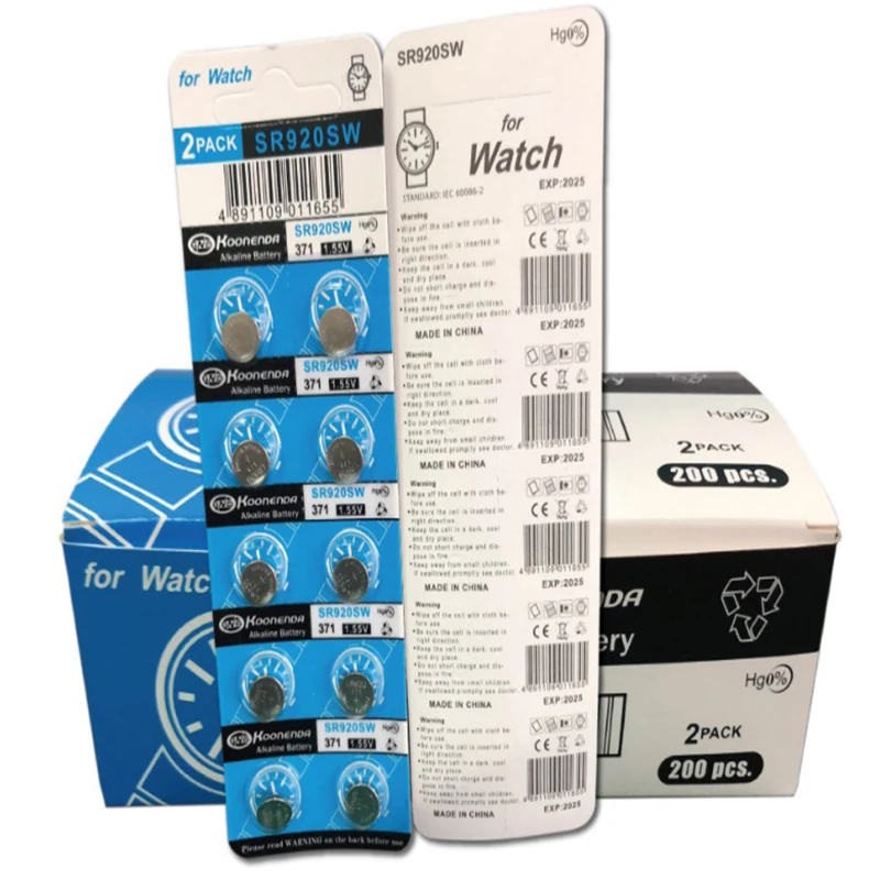 10 قطعة بطارية قلوية AG6 1.55 فولت زر عملة خلية 371 LR920 SR927 171 L921 بطاريات الساعة