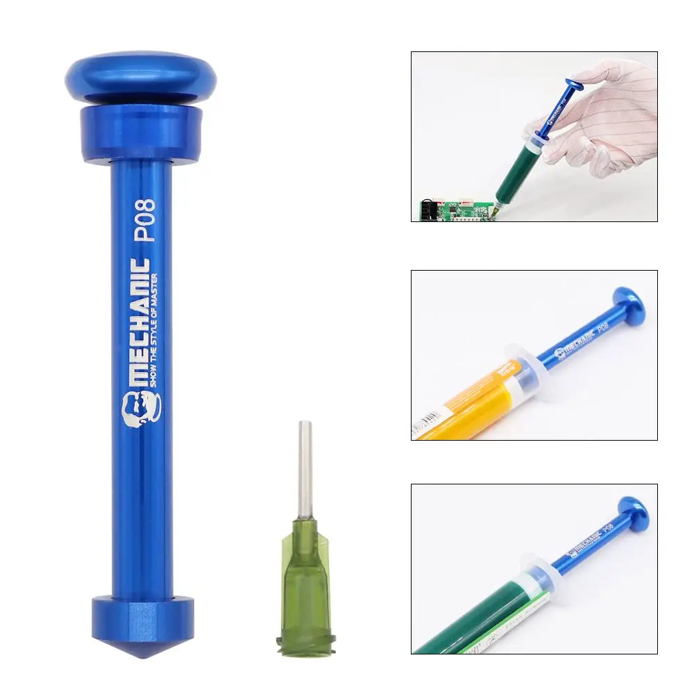 New Solder Paste Flux Aluminum Alloy P08 Booster Manual Syringe Plunger Tube Piston