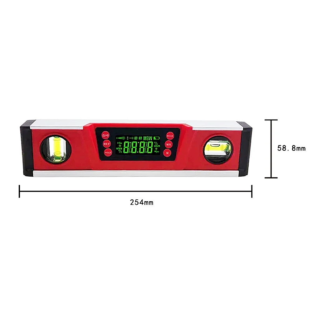 DL135-Regla de nivel Digital de aluminio, 10 pulgadas (254mm), multifunción, LCD, ángulo de retroiluminación, 0-360 °, pendiente magnética, incolinómetro